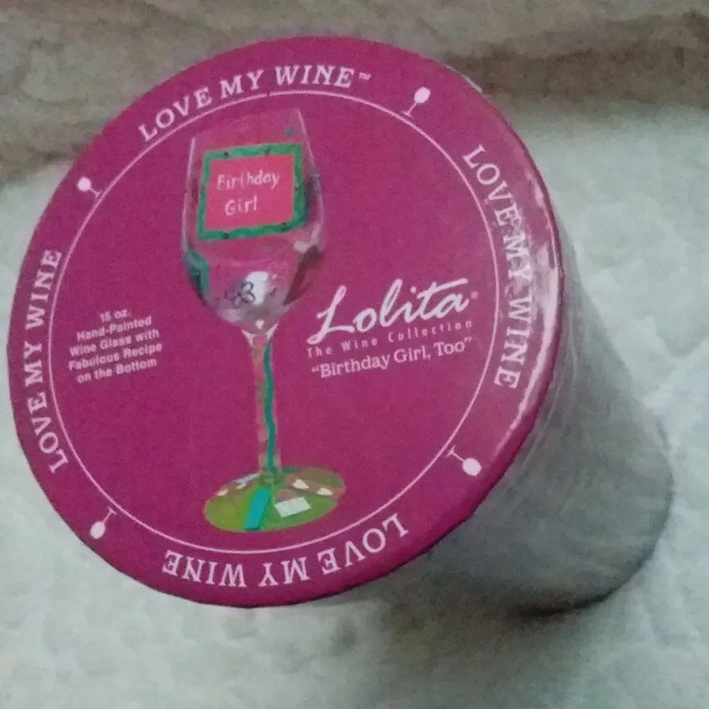Lolita Wine Glass Birthday Girl Too Cocktail Recipe Hand Painted Green Pink New